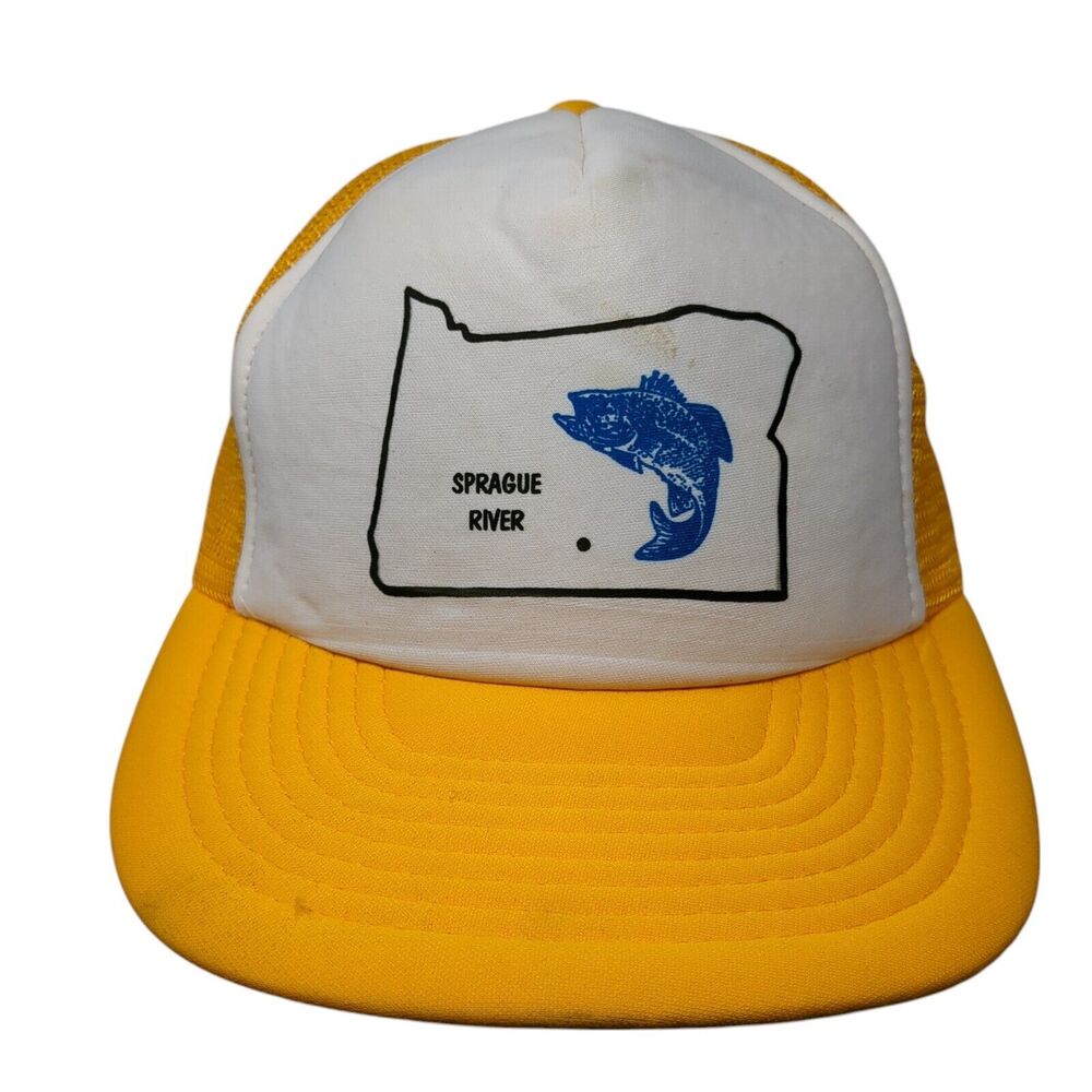 Sprague River Snapback Trucker Hat Yellow OS Adjustable Mesh Back Sportcap